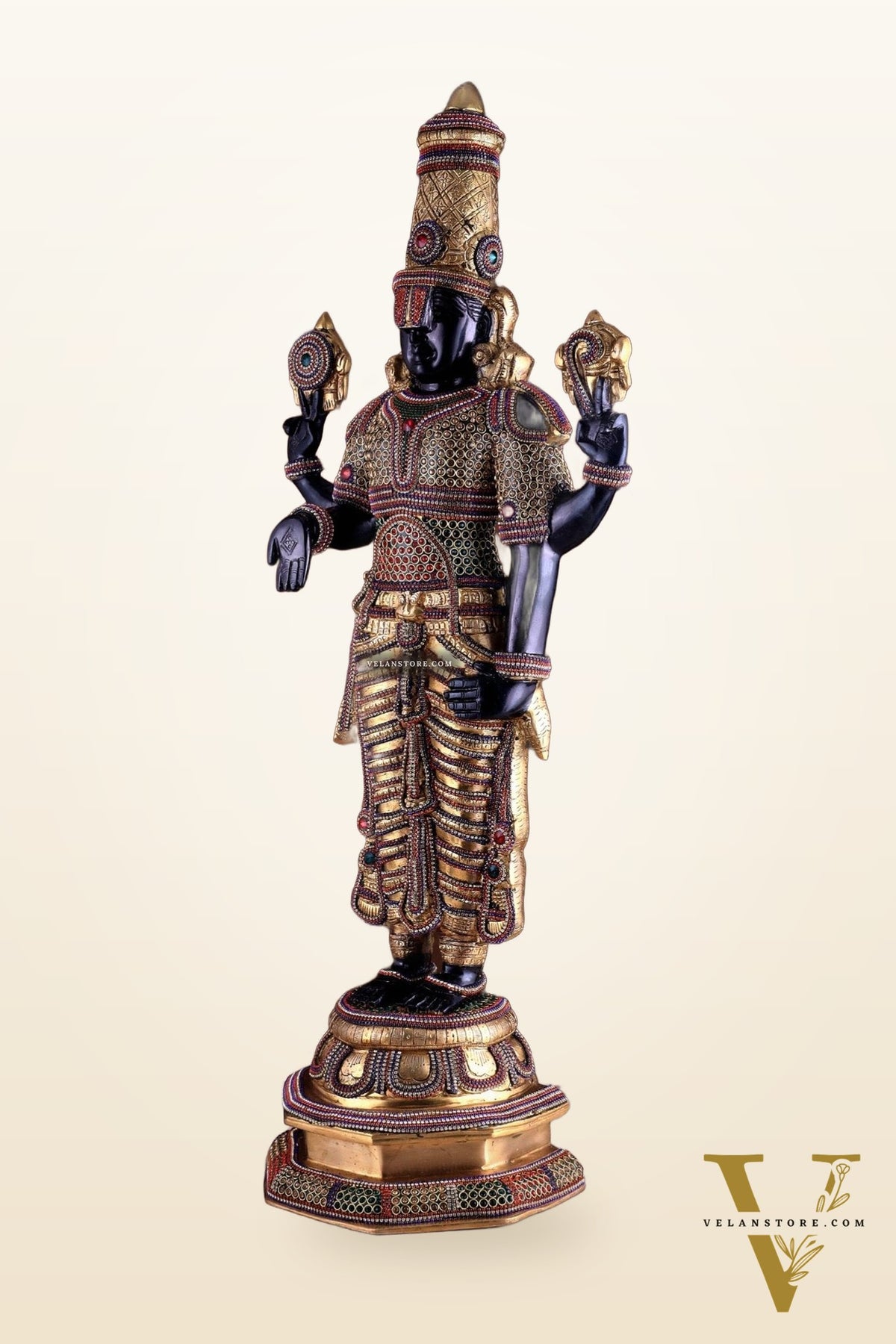 Divine Pure Brass Tirupati Balaji Idol 33" black edition