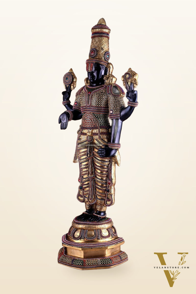 Divine Pure Brass Tirupati Balaji Idol 33" black edition