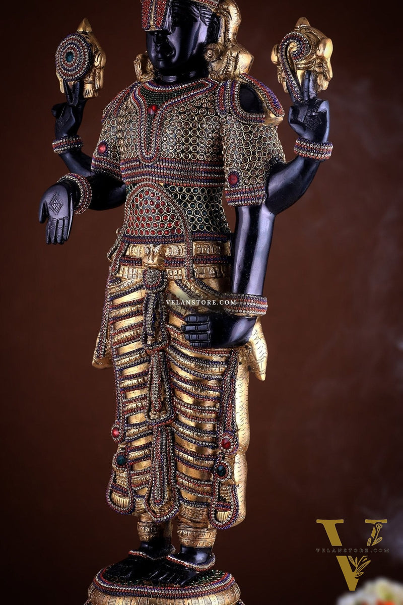 Divine Pure Brass Tirupati Balaji Idol 33" black edition