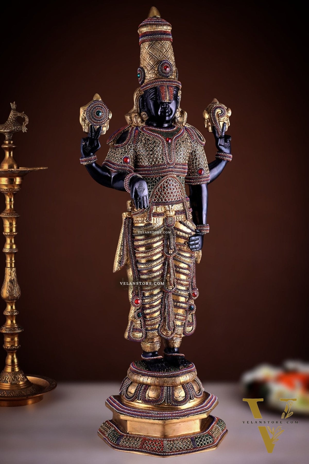 Divine Pure Brass Tirupati Balaji Idol 33" black edition