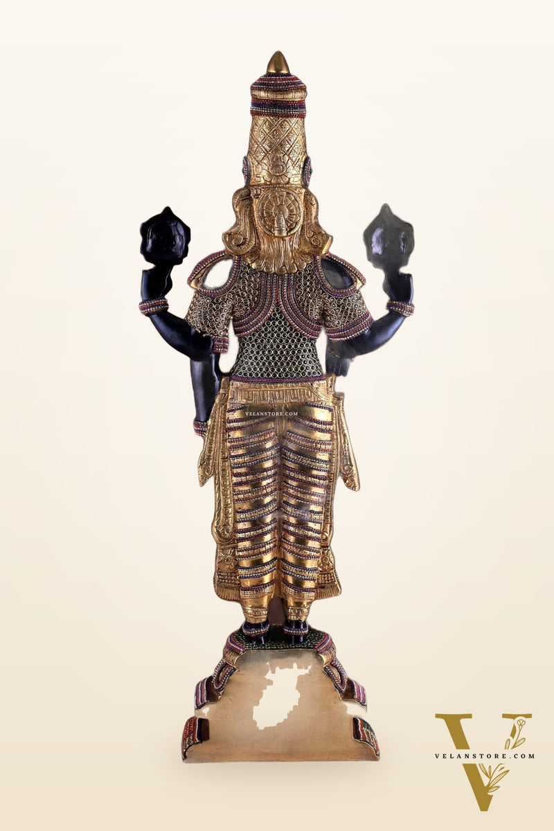 Divine Pure Brass Tirupati Balaji Idol 33" black edition