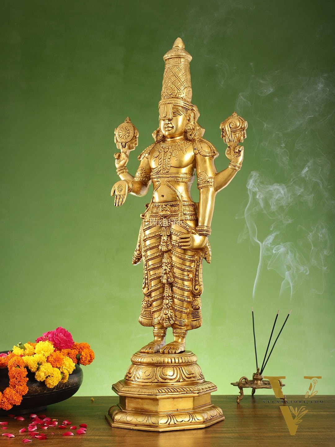 Divine Pure Brass Tirupati Balaji Idol 33"