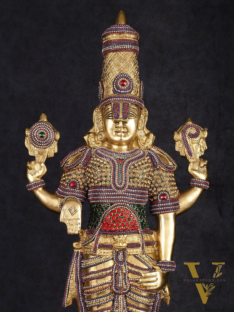 Divine Pure Brass Tirupati Balaji Idol 33"