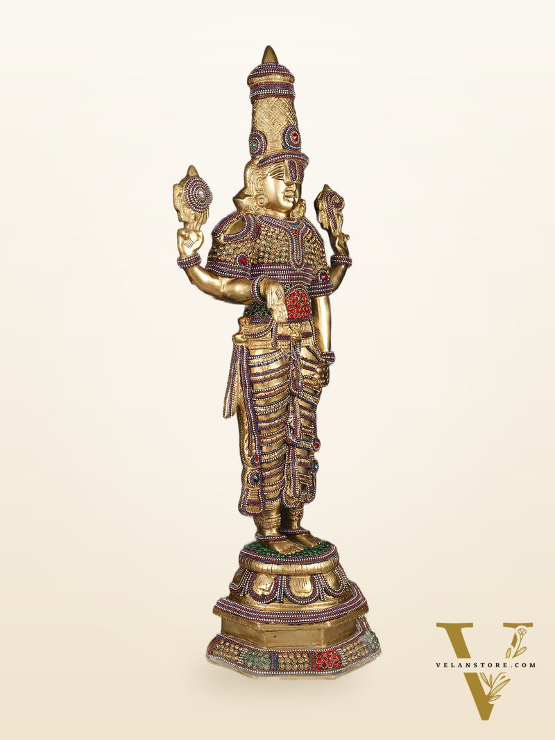 Divine Pure Brass Tirupati Balaji Idol 33"
