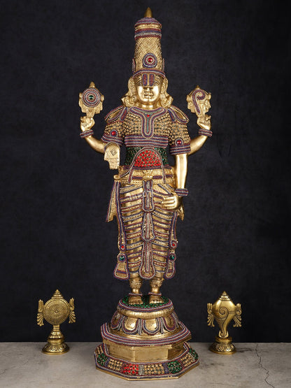 Divine Pure Brass Tirupati Balaji Idol 33"