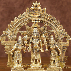 Divine Pure Brass Tirupati Balaji with Bhudevi and Sridevi Set with Thiruvarchi | Height: 5.5 inch