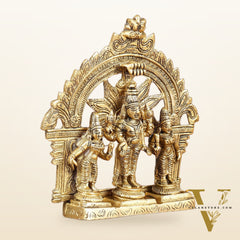 Divine Pure Brass Tirupati Balaji with Bhudevi and Sridevi Set with Thiruvarchi | Height: 5.5 inch