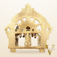 Divine Pure Brass Tirupati Balaji with Bhudevi and Sridevi Set with Thiruvarchi | Height: 5.5 inch