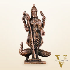 Divine Pure Copper Kartikeya Murugan Swamy Idol - 3"