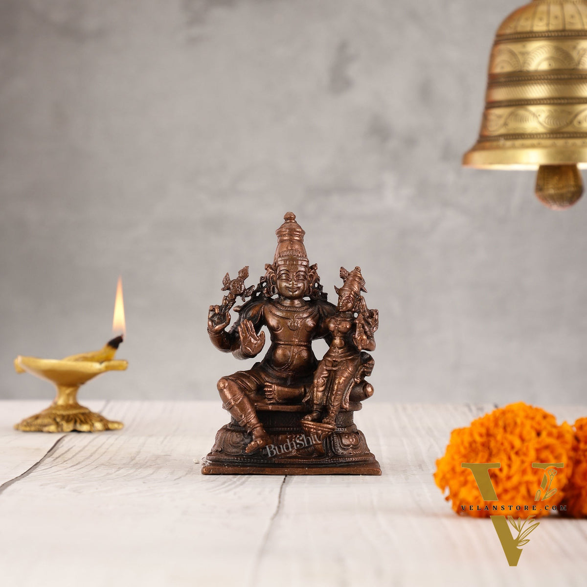 Divine Pure Copper Vishnu Lakshmi Idol - 4 inch