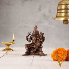 Divine Pure Copper Vishnu Lakshmi Idol - 4 inch