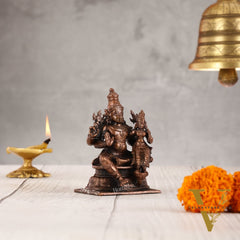 Divine Pure Copper Vishnu Lakshmi Idol - 4 inch