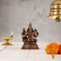 Divine Pure Copper Vishnu Lakshmi Idol - 4 inch