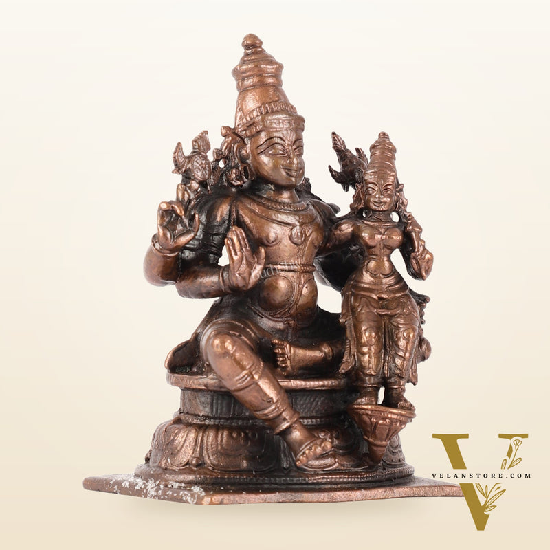 Divine Pure Copper Vishnu Lakshmi Idol - 4 inch