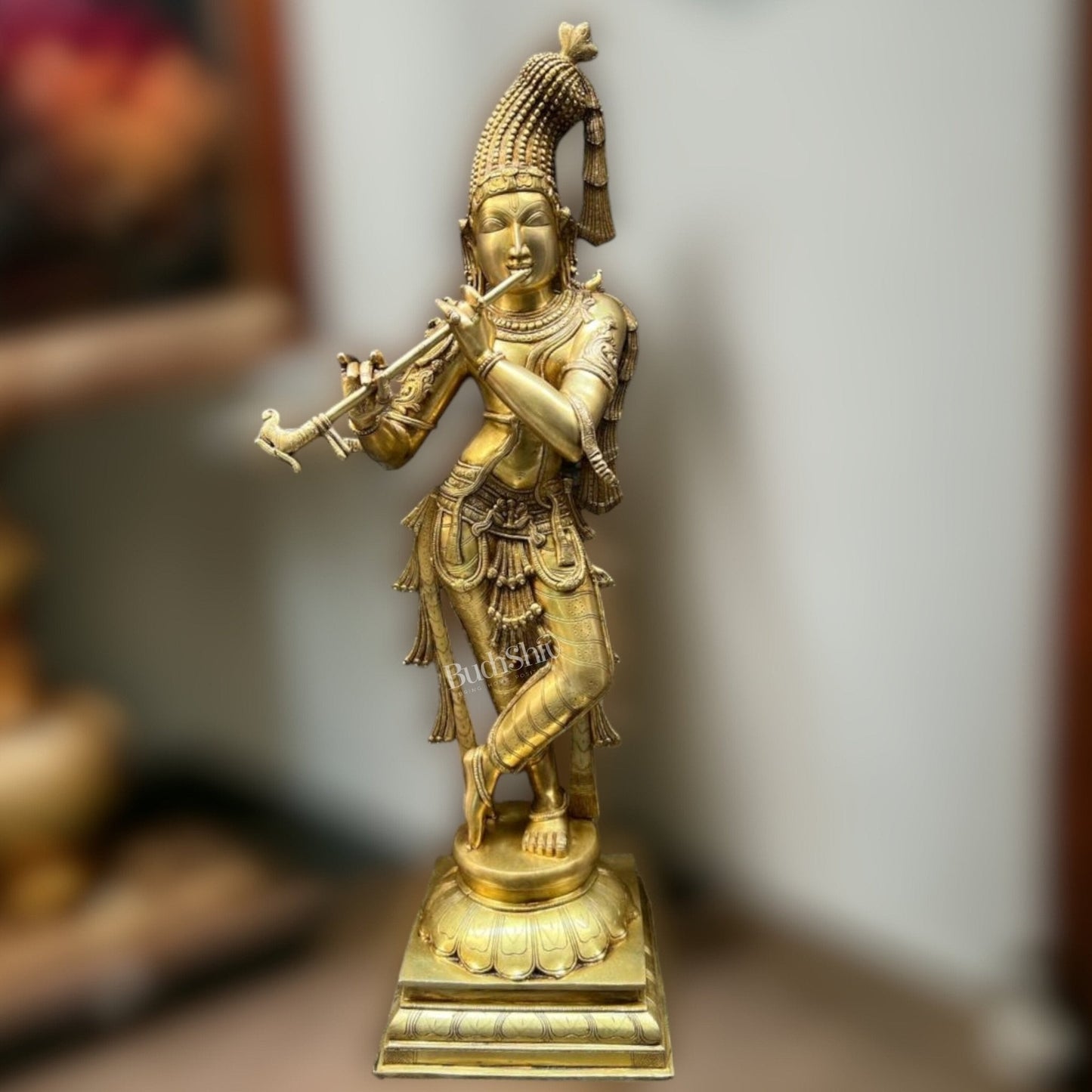 Divine Superfine brass Krishna Murlidhar Idol | 36 inch/ 3 feet