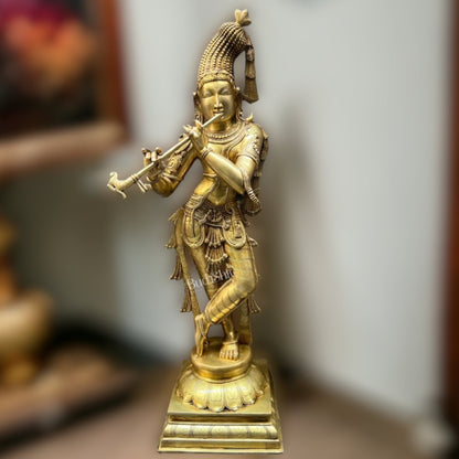 Divine Superfine brass Krishna Murlidhar Idol | 36 inch/ 3 feet