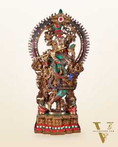 Divine Superfine Brass Krishna Statue 33 inch meenakari