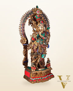 Divine Superfine Brass Krishna Statue 33 inch meenakari