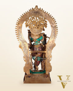 Divine Superfine Brass Krishna Statue 33 inch meenakari
