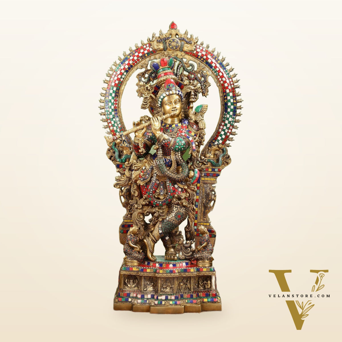 Divine Superfine Brass Krishna Statue 33 inch