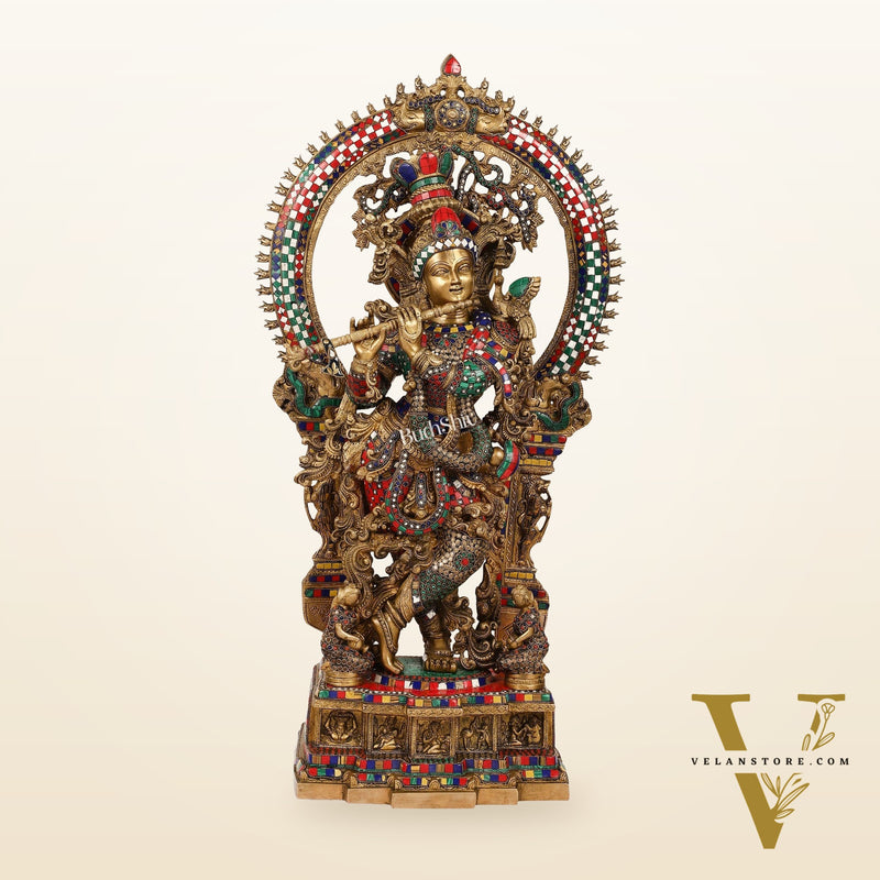 Divine Superfine Brass Krishna Statue 33 inch