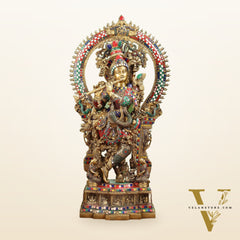 Divine Superfine Brass Krishna Statue 33 inch