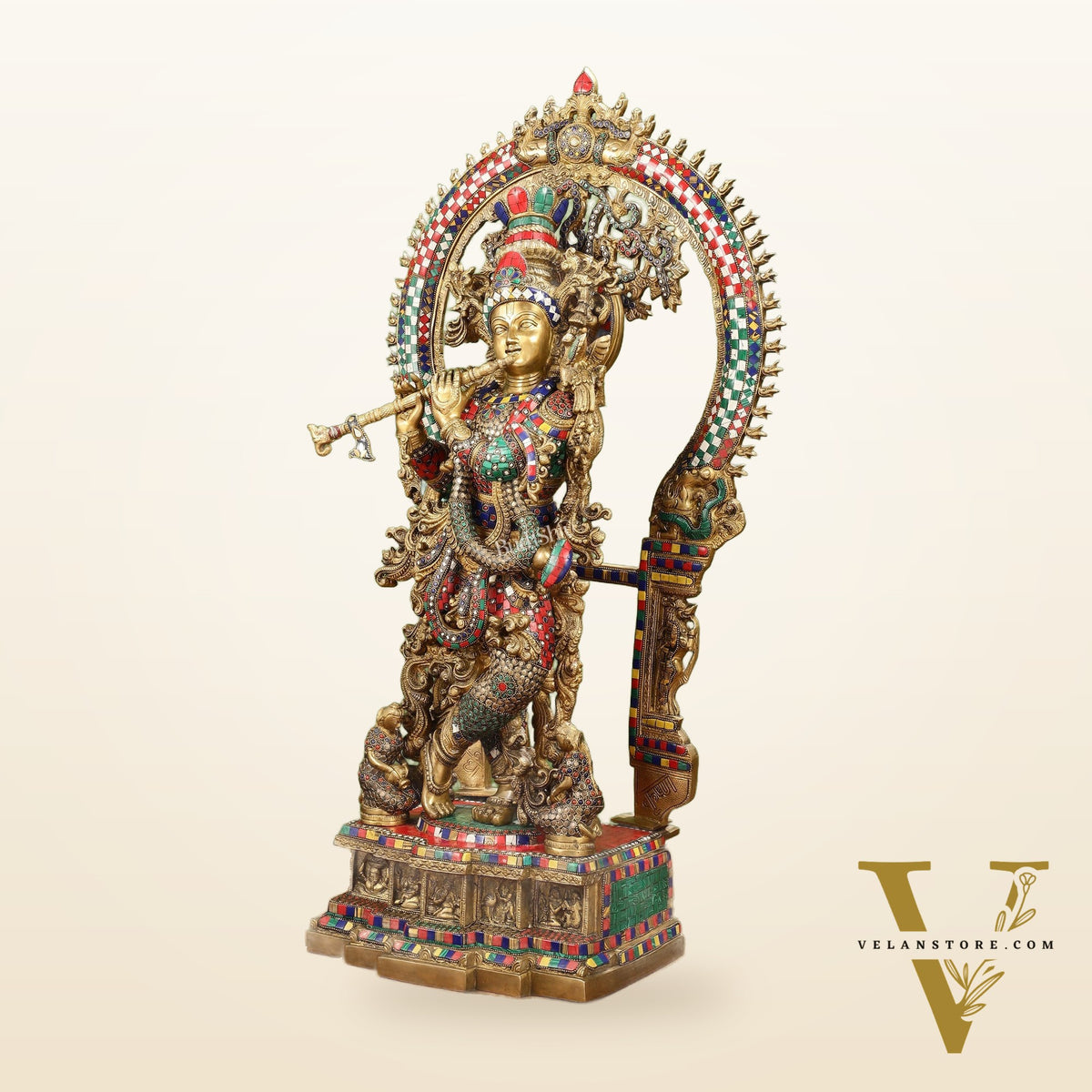 Divine Superfine Brass Krishna Statue 33 inch