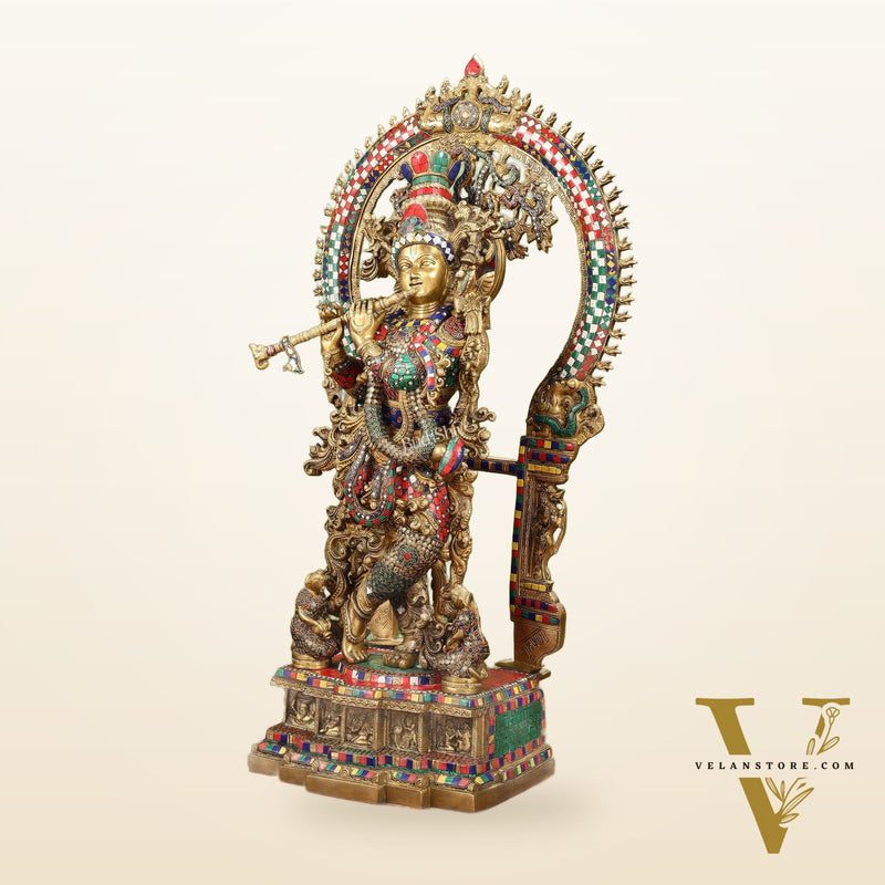 Divine Superfine Brass Krishna Statue 33 inch