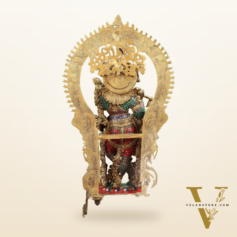 Divine Superfine Brass Krishna Statue 33 inch