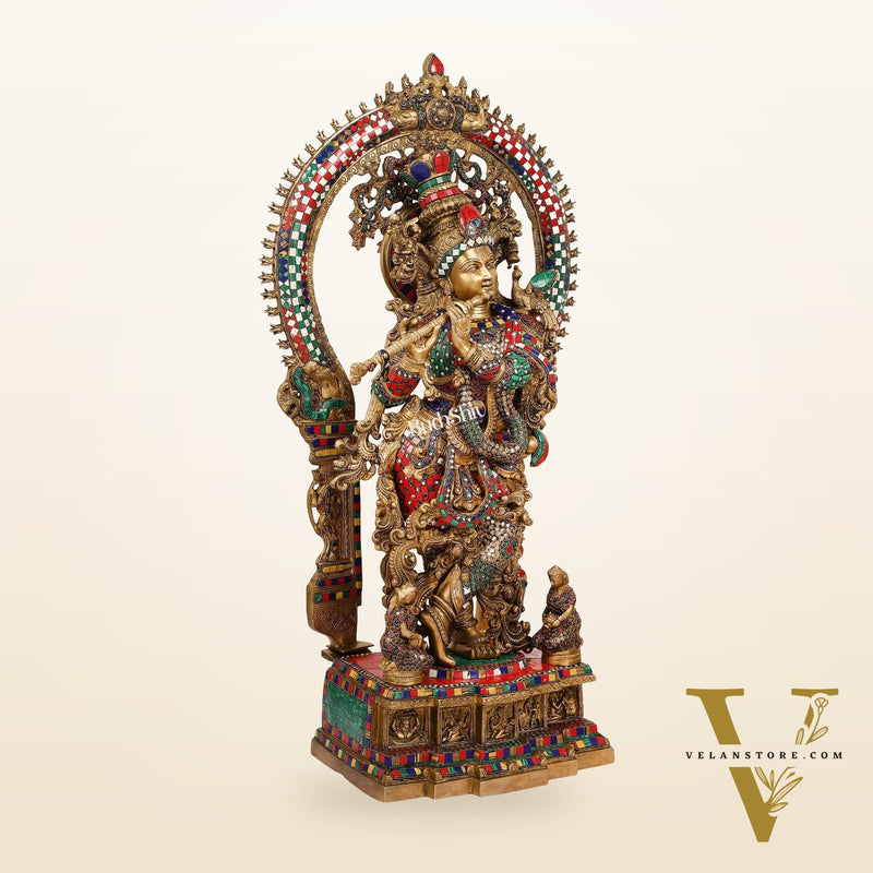 Divine Superfine Brass Krishna Statue 33 inch