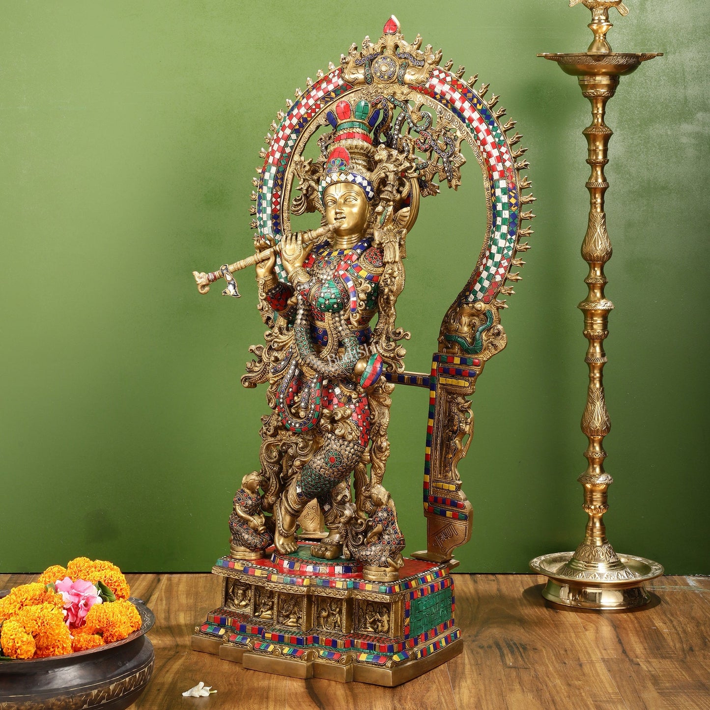 Divine Superfine Brass Krishna Statue 33 inch