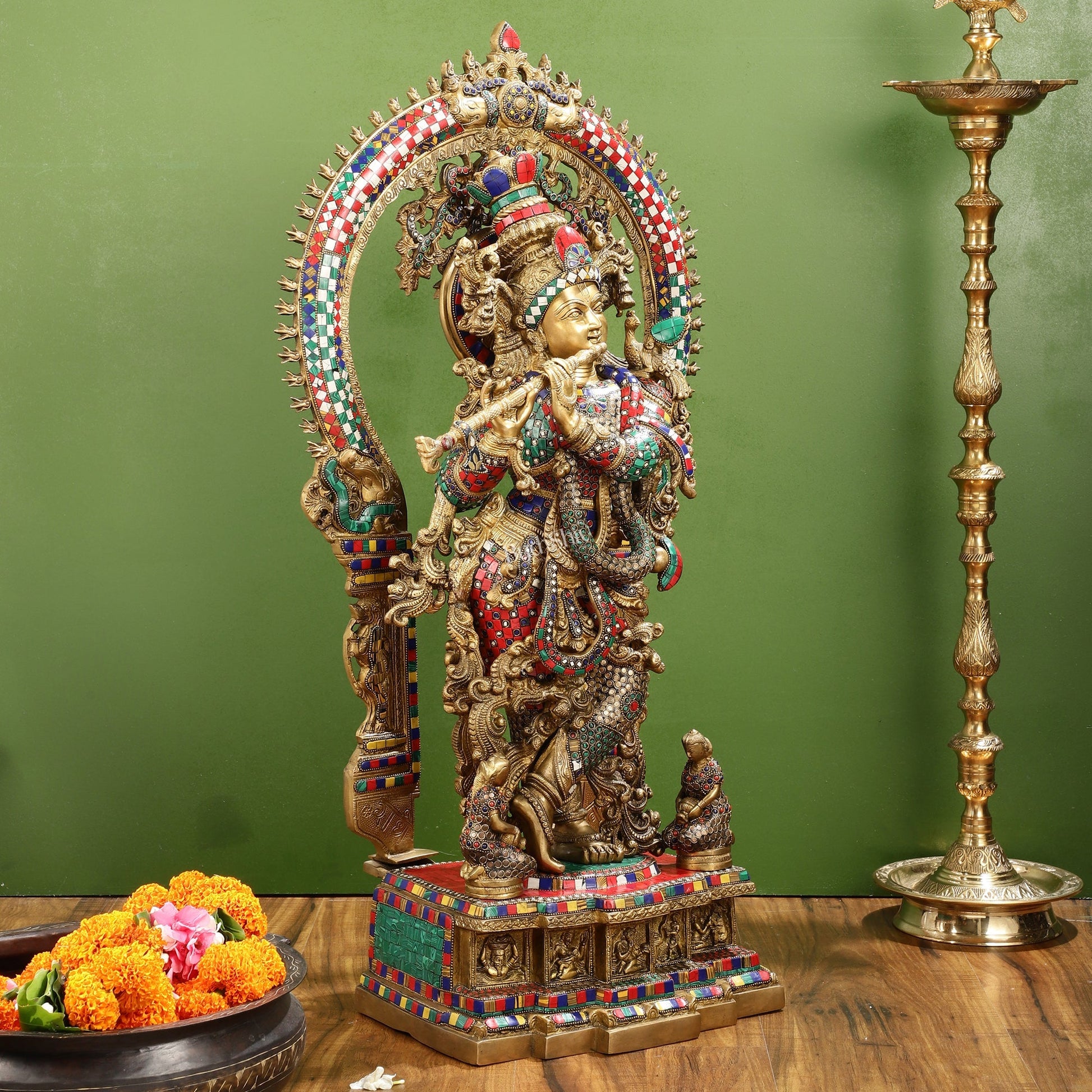 Divine Superfine Brass Krishna Statue 33 inch