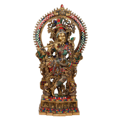 Divine Superfine Brass Krishna Statue 33 inch