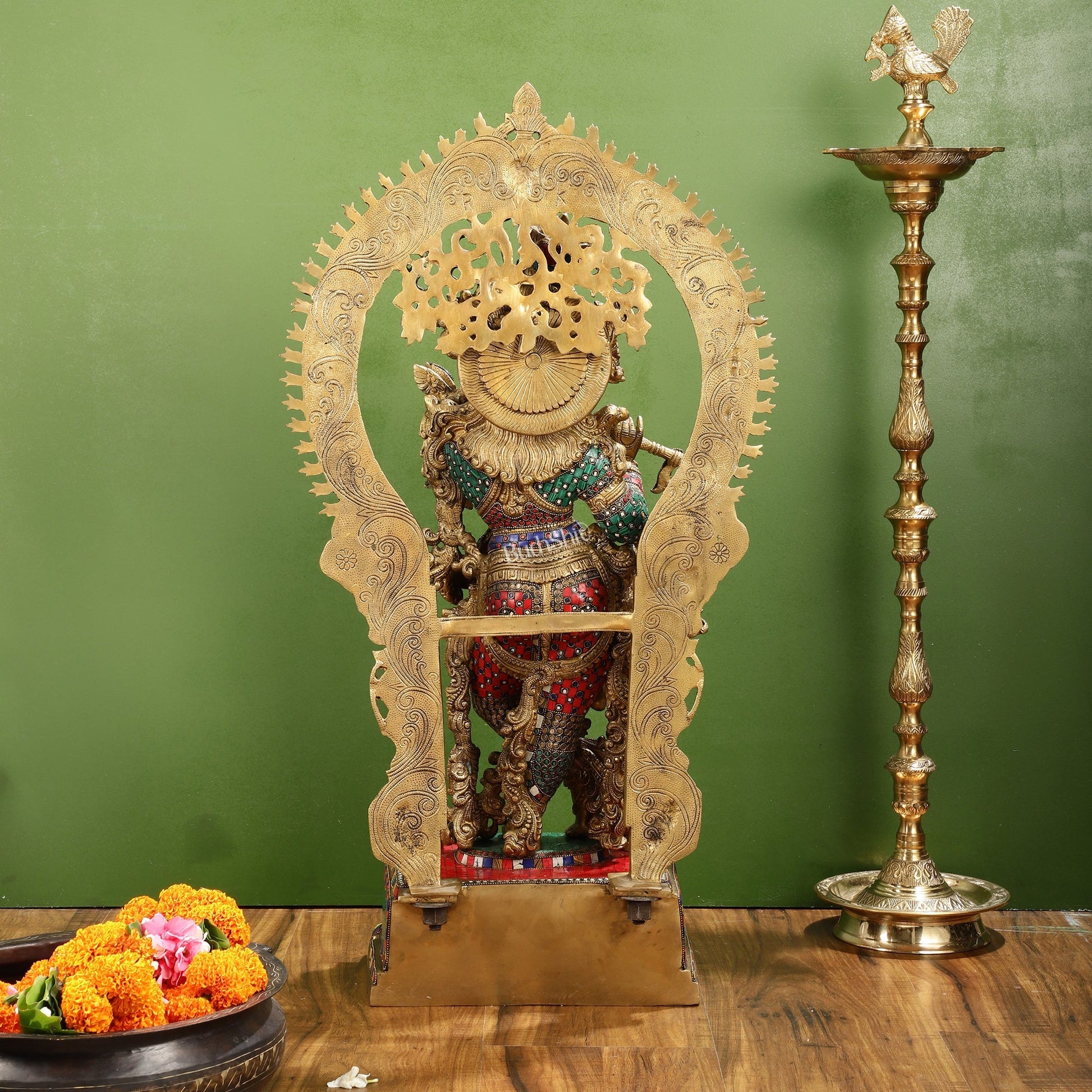 Divine Superfine Brass Krishna Statue 33 inch
