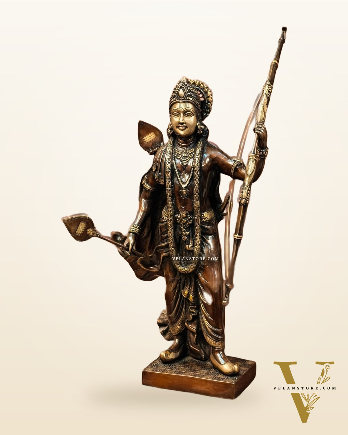 Divine Superfine Brass Lord Rama Statue Brown Gold - 26 inch