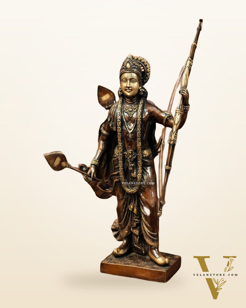 Divine Superfine Brass Lord Rama Statue Brown Gold - 26 inch