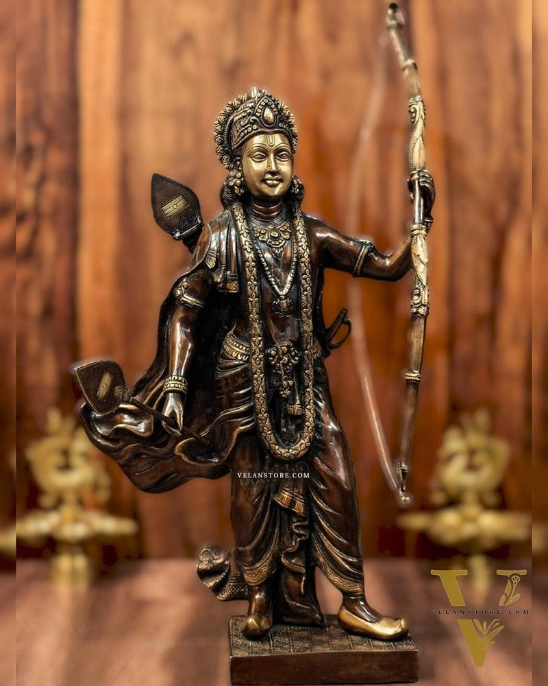 Divine Superfine Brass Lord Rama Statue Brown Gold - 26 inch