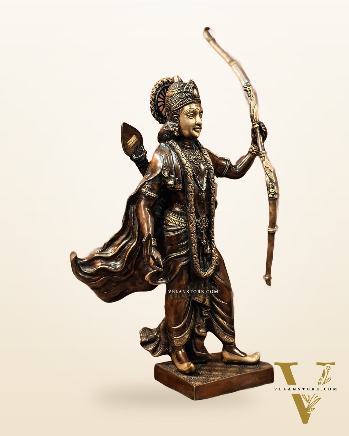 Divine Superfine Brass Lord Rama Statue Brown Gold - 26 inch