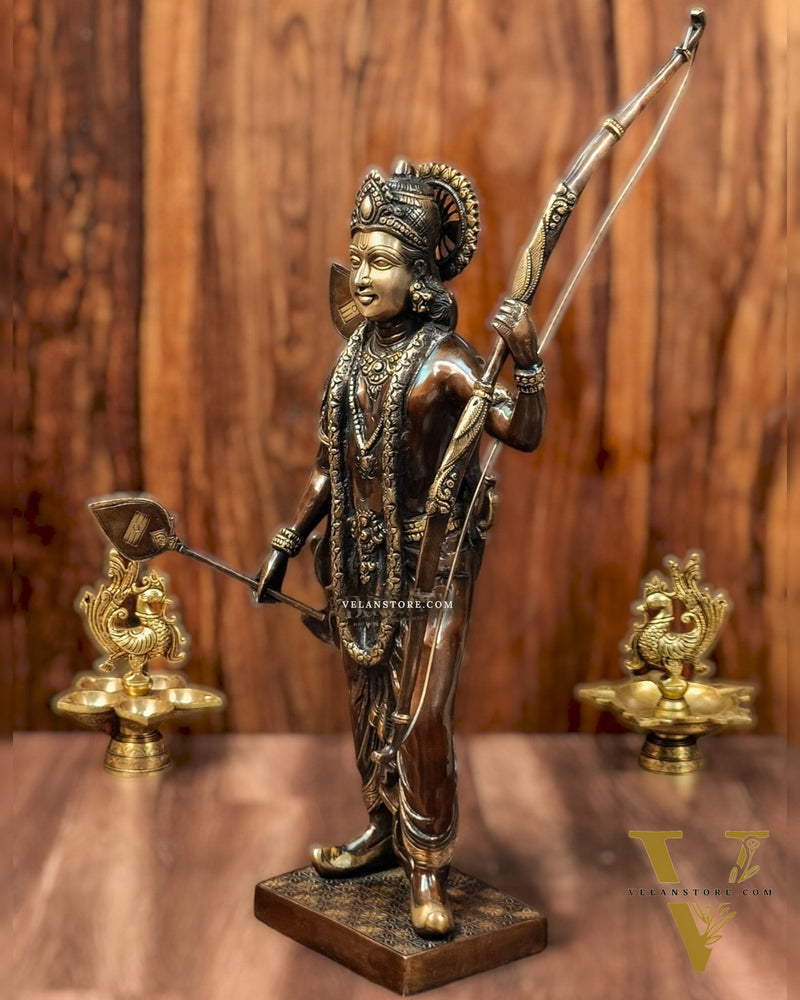 Divine Superfine Brass Lord Rama Statue Brown Gold - 26 inch