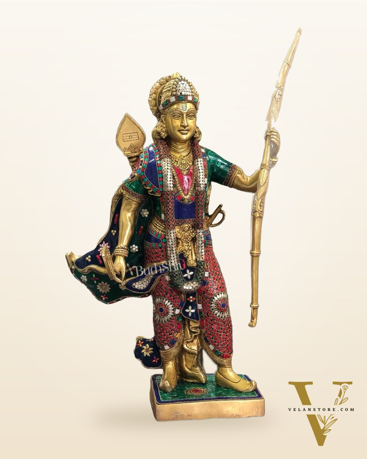 Divine Superfine Brass Lord Rama Statue - Handcrafted with Stonework - 26 inch