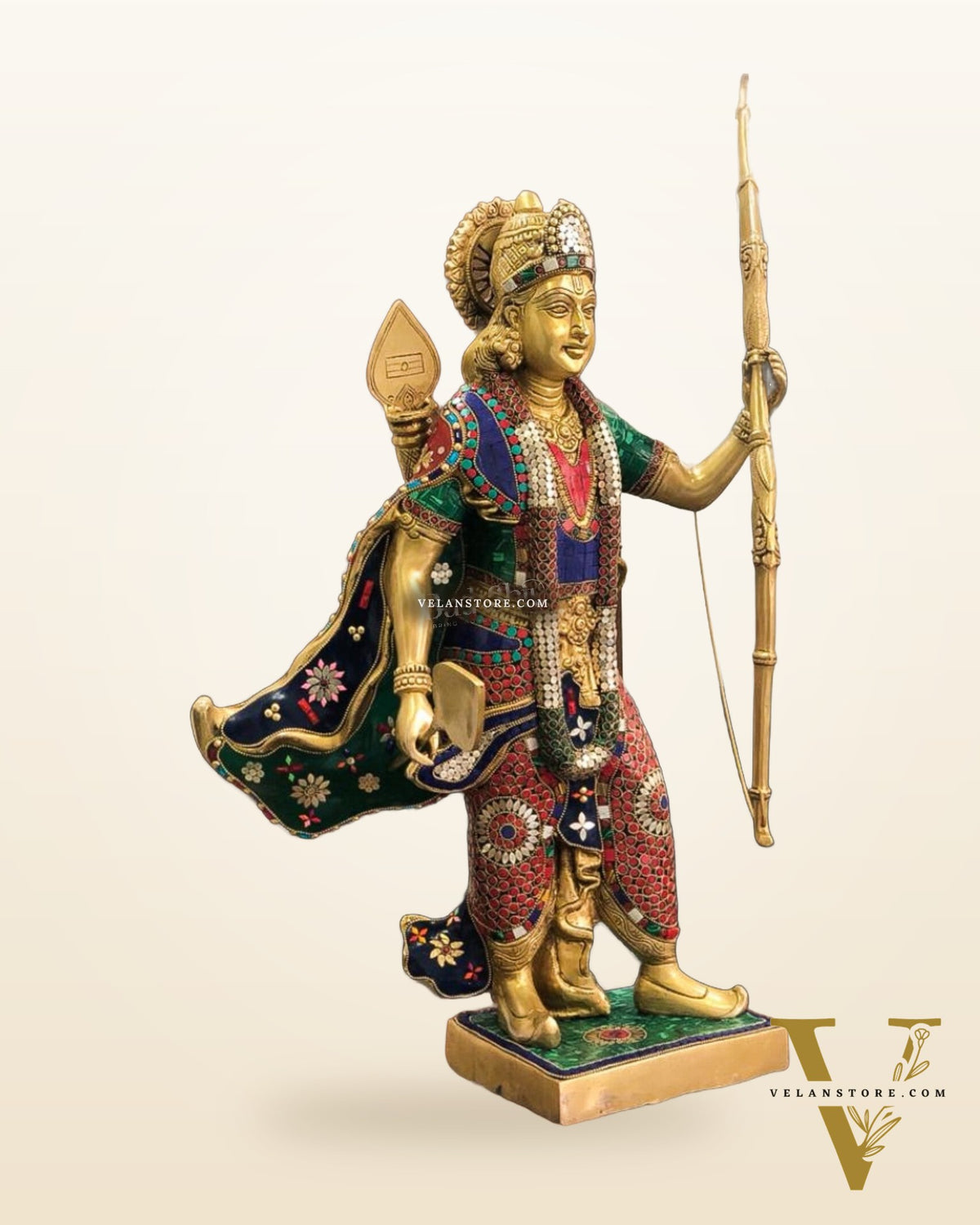 Divine Superfine Brass Lord Rama Statue - Handcrafted with Stonework - 26 inch