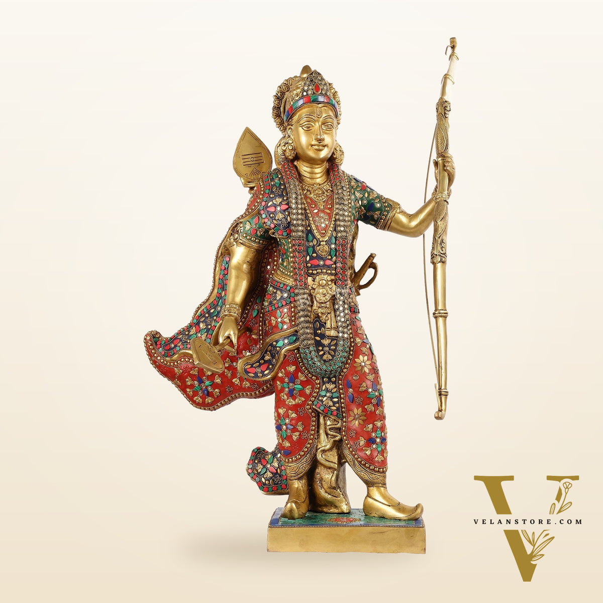 Divine Superfine Brass Lord Rama Statue - Handcrafted with Stonework - 26 inch
