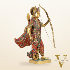 Divine Superfine Brass Lord Rama Statue - Handcrafted with Stonework - 26 inch