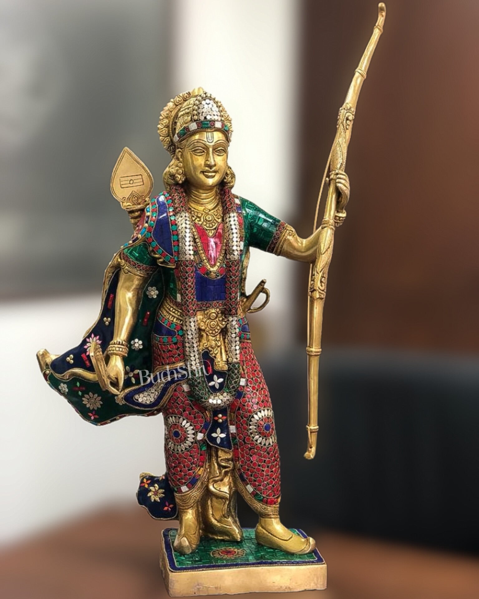 Divine Superfine Brass Lord Rama Statue - Handcrafted with Stonework - 26 inch