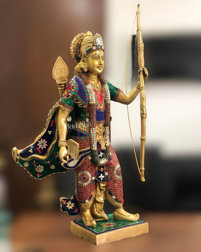 Divine Superfine Brass Lord Rama Statue - Handcrafted with Stonework - 26 inch