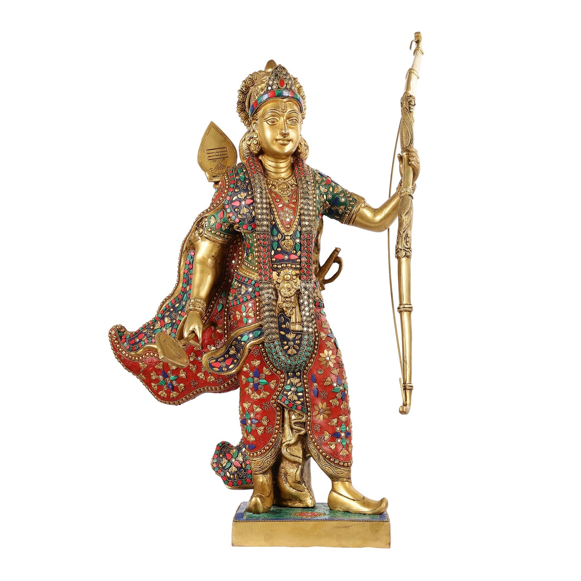 Divine Superfine Brass Lord Rama Statue - Handcrafted with Stonework - 26 inch