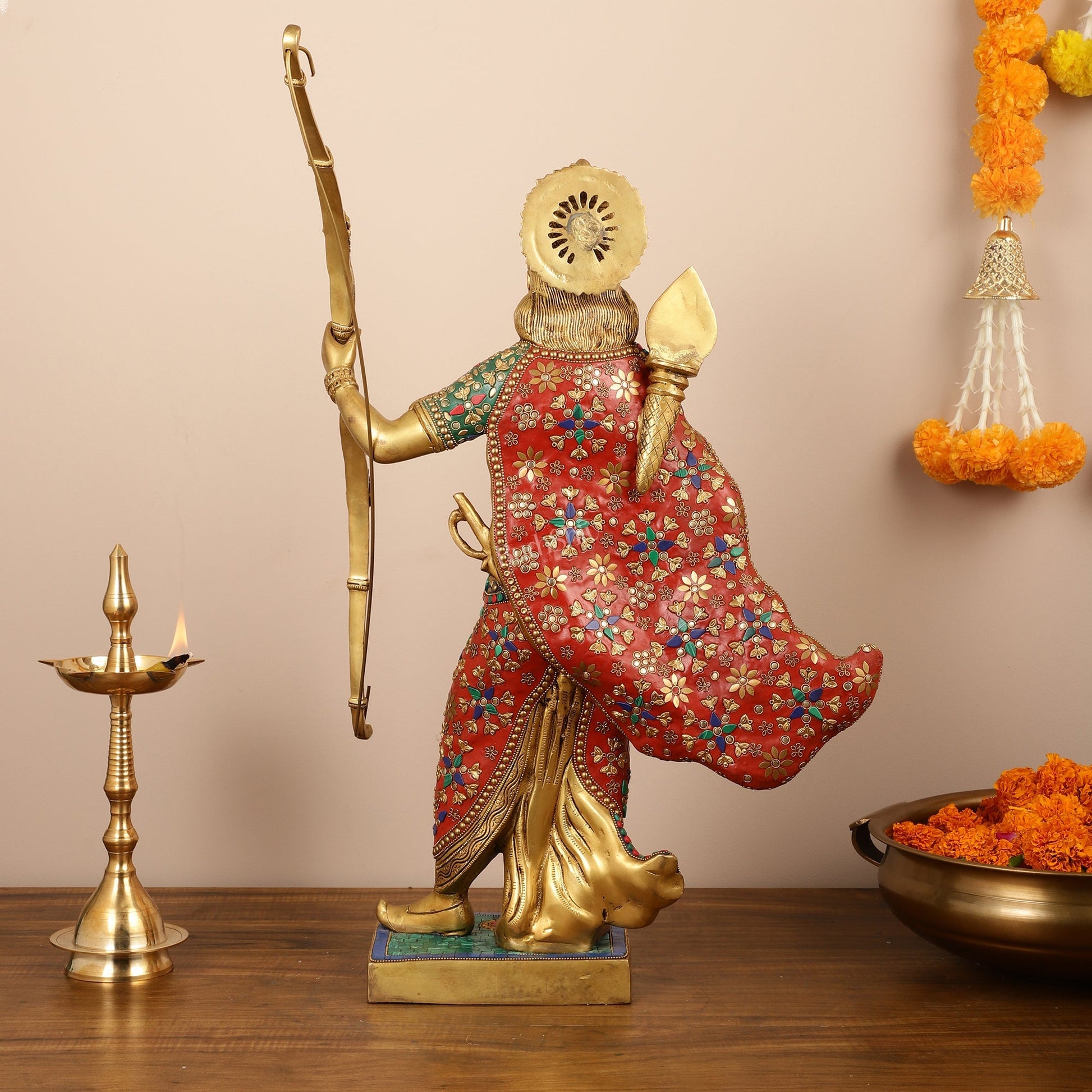 Divine Superfine Brass Lord Rama Statue - Handcrafted with Stonework - 26 inch