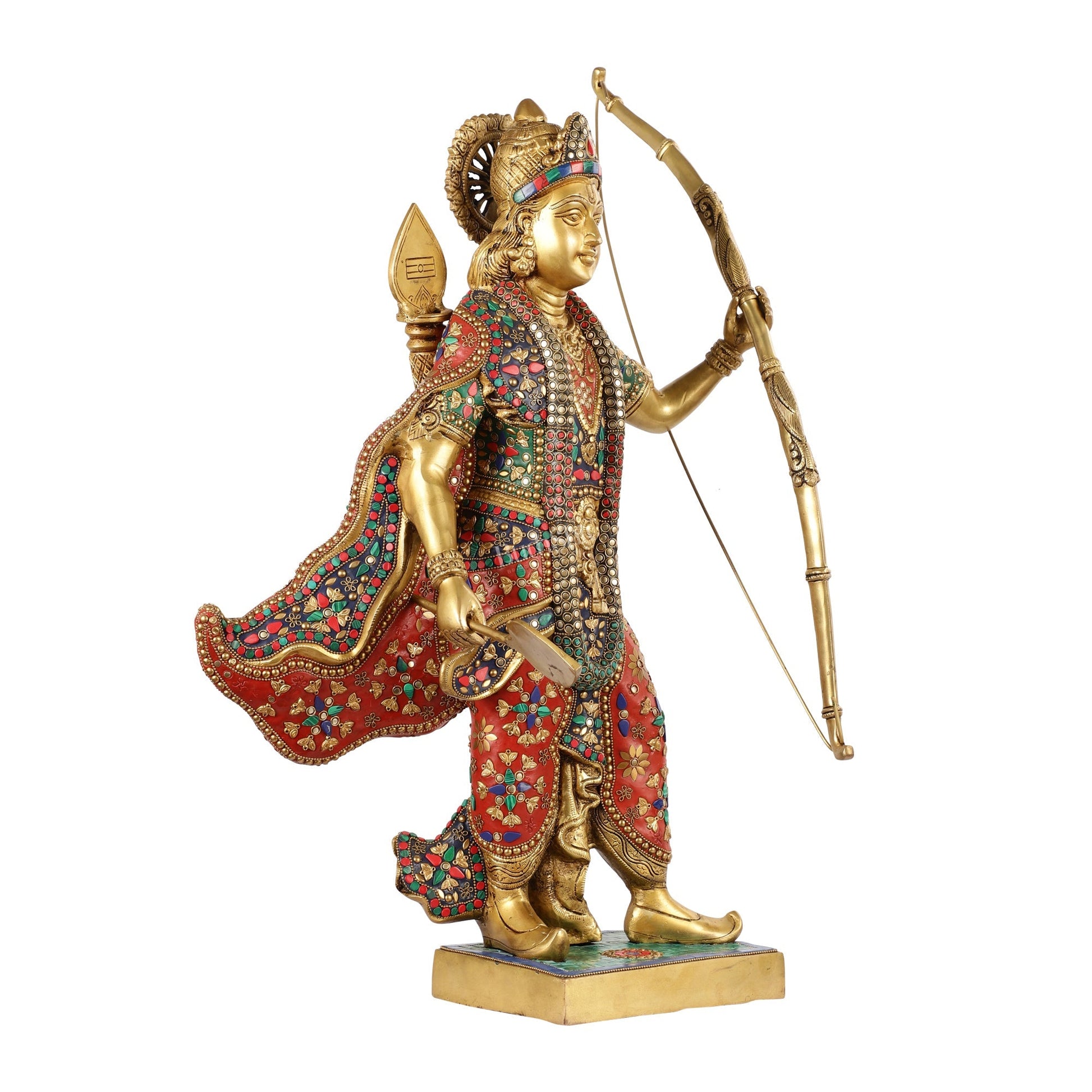 Divine Superfine Brass Lord Rama Statue - Handcrafted with Stonework - 26 inch