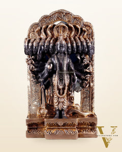 Divine Vishwaroopam of Lord Vishnu brass Statue | black tone | 14.5 Inch