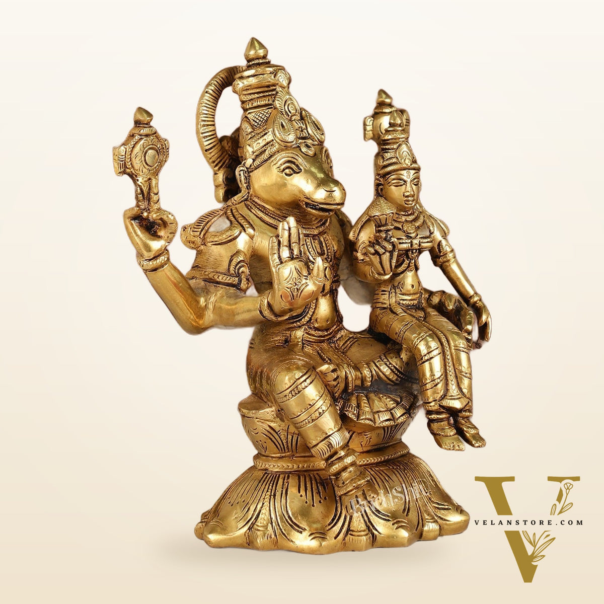 Divine Wisdom of Igrivar: Hayagriva Lakshmi Statue - Handcrafted Brass 9"